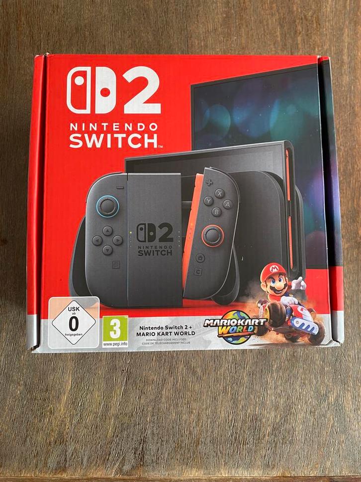 Nintendo Switch 2 + Mario Kart World, Spelcomputers en Games, Spelcomputers | Nintendo Switch, Zo goed als nieuw, Switch Original