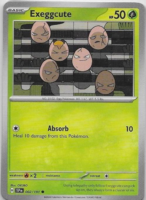 Surging Sparks,  Exeggcute [common] 2/191, Hobby en Vrije tijd, Verzamelkaartspellen | Pokémon, Nieuw, Losse kaart, Verzenden