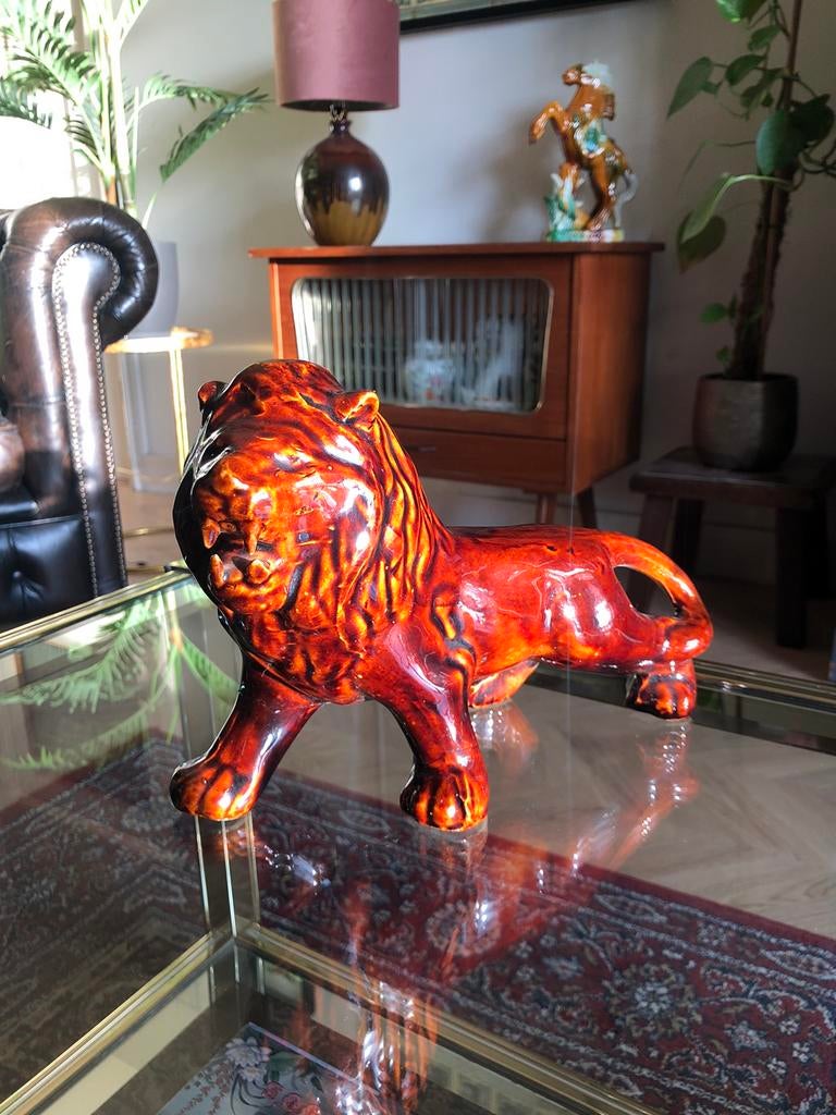 Vintage leeuw beeld, Verzamelen, Beelden en Beeldjes, Ophalen of Verzenden, Gebruikt, Dier