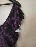 Zwart/Paars Badpak met Ruffles, Maat 54, Kleding | Dames, Grote Maten, Ulla Popken, Ophalen of Verzenden, Nieuw, Zwart