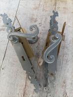 2 paar antieke deurkrukken met deurplaten, Ophalen of Verzenden, Gebruikt, Koper of Messing, Klink of Kruk