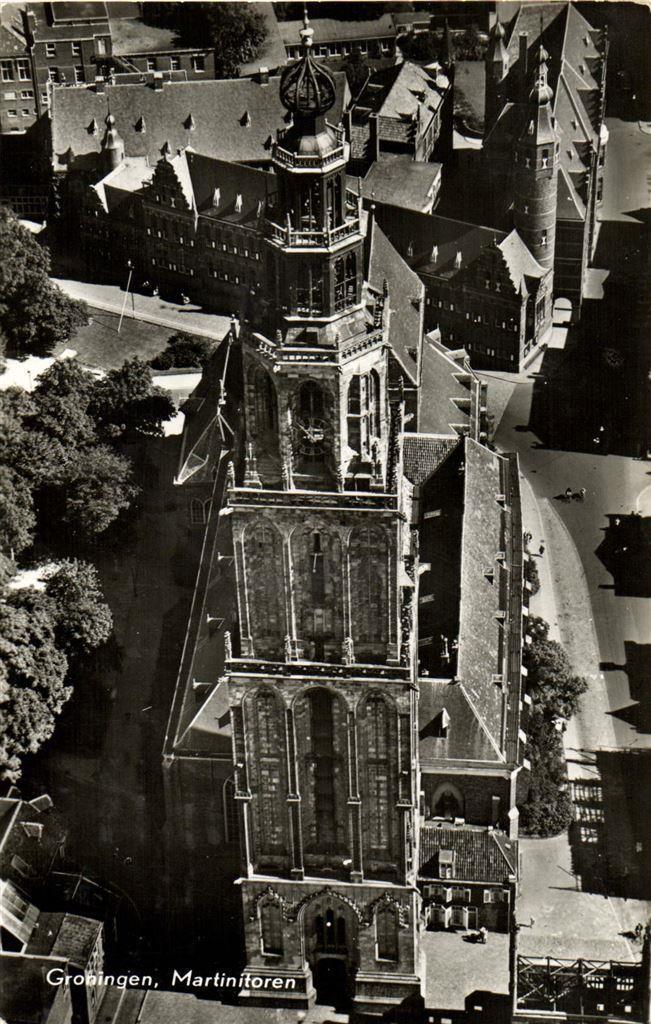Groningen, Martinitoren - vanuit de lucht - gelopen, Verzamelen, Ansichtkaarten | Nederland, Gelopen, Groningen, Voor 1920, Ophalen of Verzenden