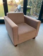 Nette fauteuil beige/bruin N-Joy Goossens, Huis en Inrichting, Ophalen, Hout, Gebruikt, 75 tot 100 cm