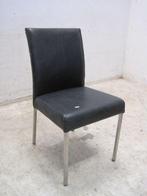 Set van 4 leren stoelen met geborsteld crome onderstel, Gebruikt