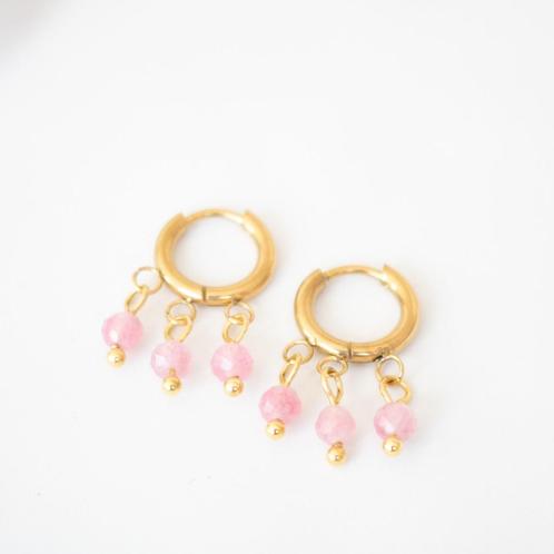 Oorbellen met roze toermalijn, Sieraden, Tassen en Uiterlijk, Oorbellen, Nieuw, Hangers, Overige materialen, Roze, Met edelsteen