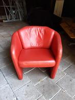 Fauteuil klein rood leer, Huis en Inrichting, Fauteuils, Ophalen, Gebruikt, 50 tot 75 cm, Leer