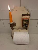 Charmante toiletrolhouder met kaars en luciferhouder, Antiek en Kunst, Ophalen of Verzenden