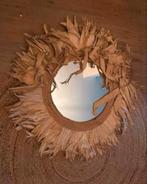 Bohemian spiegel met rotan en palmbladeren - groot, Huis en Inrichting, Woonaccessoires | Spiegels, Rond, Ophalen of Verzenden