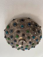 Marokkaanse lamp. Plafonniere. Blauwe en groene glas inzet, Ophalen of Verzenden, Zo goed als nieuw, 50 tot 75 cm