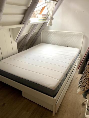 Ikea White NESTTUN Bed Frame and Mattress 160 x 200