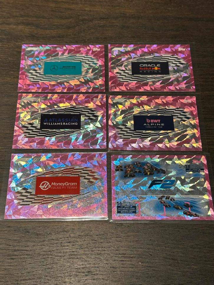 Topps Formule 1 Teams Pink - Set van 6, Hobby en Vrije tijd, Stickers en Plaatjes, Nieuw, Plaatje, Ophalen of Verzenden