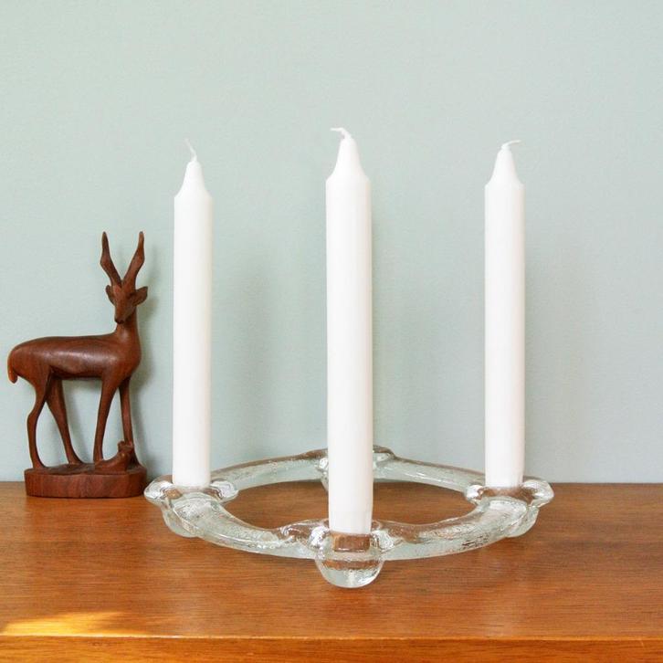 advent KANDELAAR Pukeberg Sweden 60s Scandinavisch kristal, Antiek en Kunst, Antiek | Kandelaars, Kristal, Ophalen of Verzenden