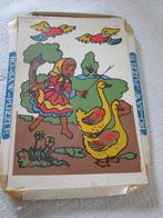 jig saw houten puzzle 11x 17 cm. meisje met ganzen,puzzel, Kinderen en Baby's, Speelgoed | Kinderpuzzels, Ophalen of Verzenden