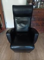 Vintage design Lederen relax/-draaifauteuil - Zwart - Modern, Ophalen, Gebruikt, 75 tot 100 cm, Metaal