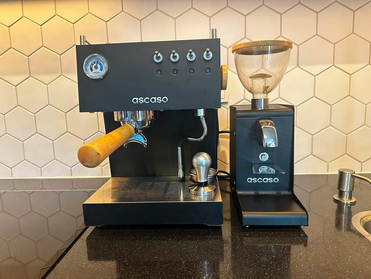 Ascaso UNO-3 black + Molen vlak COMPLEET!!, Witgoed en Apparatuur, Koffiezetapparaten, Gebruikt, Koffiebonen, Espresso apparaat