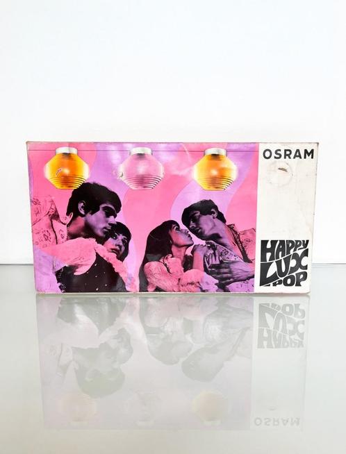 Vintage jaren 70 OSRAM Happy Lux pop feestverlichting lampje, Huis en Inrichting, Lampen | Tafellampen, Minder dan 50 cm, Ophalen of Verzenden