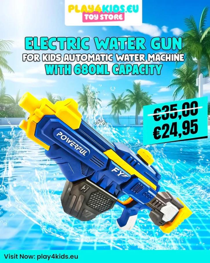 Elektrisch waterpistool voor kinderen met 680ml capaciteit, Kinderen en Baby's, Speelgoed | Buiten | Actiespeelgoed, Nieuw, Verzenden