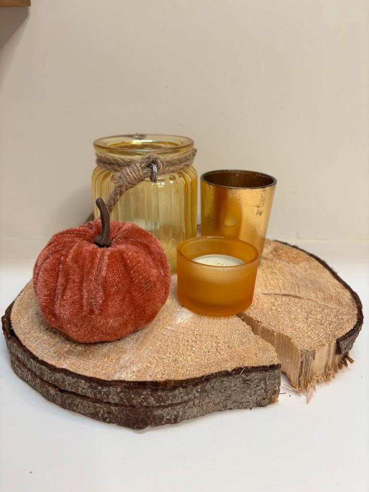 Tafeldecoratie Set Pompoen & Waxinelichthouders, Huis en Inrichting, Woonaccessoires | Kandelaars en Kaarsen, Ophalen of Verzenden