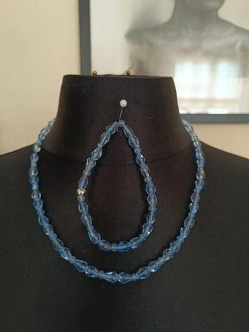 Ketting glaskralen met armband 45 cm armband 19 cm  beschikbaar voor biedingen