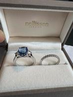 Saffier en Diamanten Ring Set, Sieraden, Tassen en Uiterlijk, Ringen, Blauw, Ophalen of Verzenden, Zo goed als nieuw, 17 tot 18