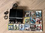 PS3 Console + 12 Games + 2 Controllers, Spelcomputers en Games, Spelcomputers | Sony PlayStation 3, Ophalen, Phat, Met 2 controllers