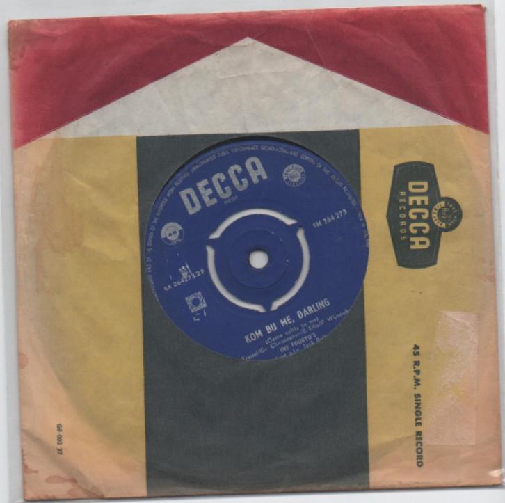 Fouryo's- Kom bij me Darling, Cd's en Dvd's, Vinyl | Nederlandstalig, Gebruikt, Levenslied of Smartlap, Overige formaten, Verzenden