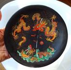 Vintage Chinees Foochow lakwerk bordje: draken motief, Ophalen of Verzenden