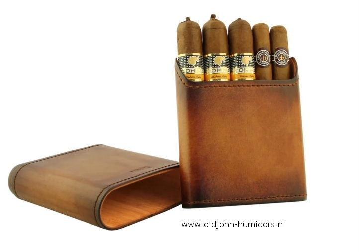 SIGARENKOKER -ADORINI  VINTAGE ECHT LEER - BRUIN    sk06vb, Verzamelen, Rookartikelen, Aanstekers en Luciferdoosjes, Nieuw, Tabaksdoos of Verpakking