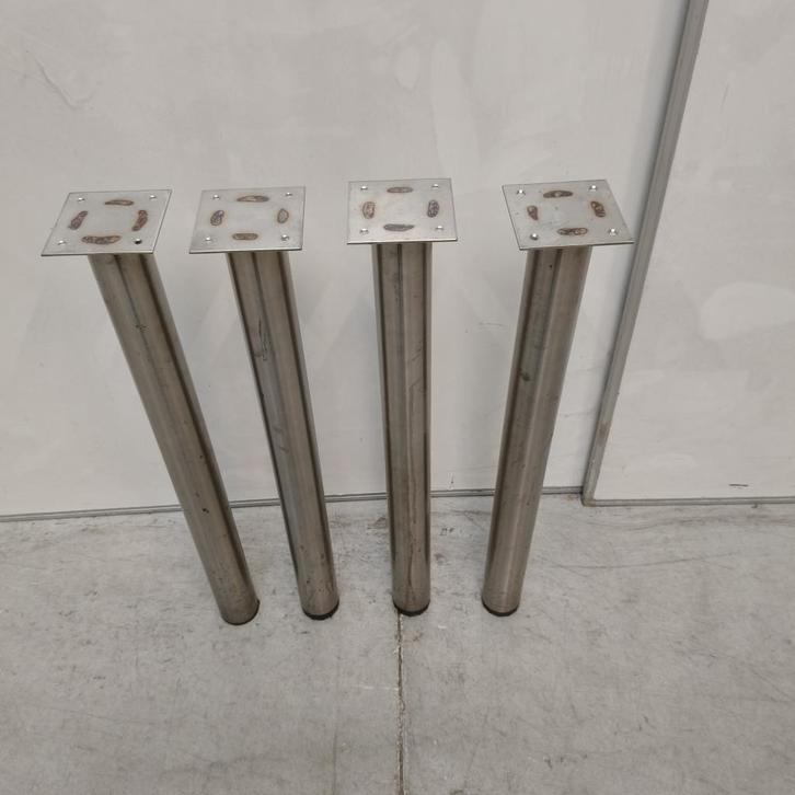 Zware RVS tafelpoten met bevestigingsplaat  3x stelpoot - 1, Doe-het-zelf en Verbouw, Metalen, Gebruikt