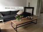 Oud eiken wagonplanken en stalen maatwerk bijzettafels, Ophalen, Nieuw, Robuust, oud eiken, wagondelen, wagonplanken , barnwood, staal