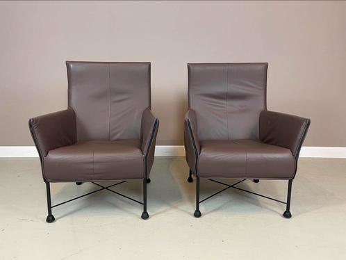 2 Montis Charly fauteuils Gerard van den Berg ZGAN, Huis en Inrichting, Fauteuils, Zo goed als nieuw, Leer, Metaal, Ophalen