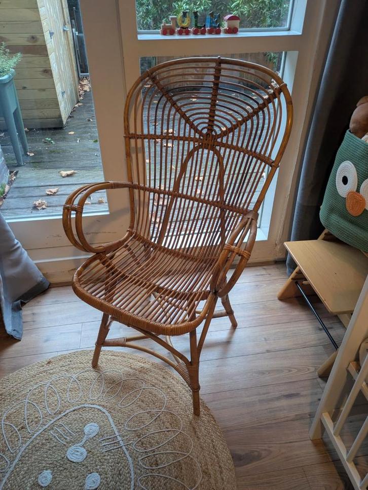 Rotan stoel, Huis en Inrichting, Stoelen, Gebruikt, Eén, Riet of Rotan, Bruin, Ophalen