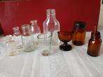Oude glazen flesjes o.a. druppel/ maatglas/ oogspoelglas, Ophalen of Verzenden, Overige typen