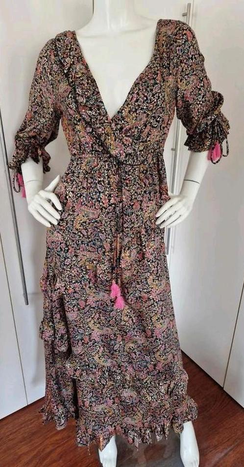 LANGE ZOMERJURK IBIZA/BOHO MT T1= 36 PURPLE QUEEN, Kleding | Dames, Jurken, Zo goed als nieuw, Maat 36 (S), Overige kleuren, Onder de knie