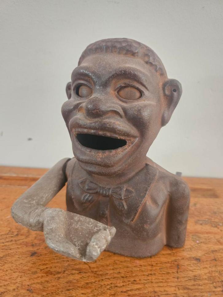 Antieke Gietijzeren Spaarpot - Jolly Nigger Bank, Antiek en Kunst, Antiek | Overige Antiek, Ophalen of Verzenden