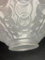 Vintage Glazen Lampenkapje met Cirkelpatroon, Gebruikt, Wit, Rond, Ophalen of Verzenden