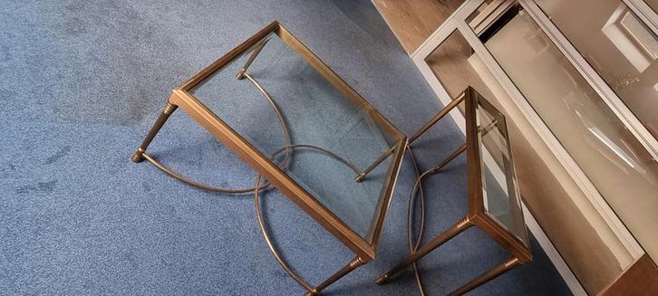 Glazen salontafel set, Huis en Inrichting, Tafels | Salontafels, Zo goed als nieuw, Minder dan 50 cm, 50 tot 100 cm, 50 tot 100 cm