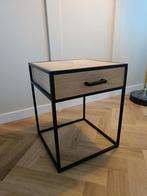 Nachtkastje/Bijzettafel - Hout & Zwart Metaal, Ophalen