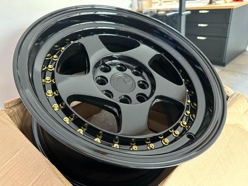Aodhan AH01 Zwart goud 15 x 8.0J ET20 4x100 4x114.3, Auto diversen, Tuning en Styling, Ophalen of Verzenden