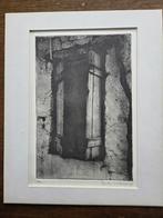 Ets/aquatint, oude deuren, Antiek en Kunst, Ophalen of Verzenden