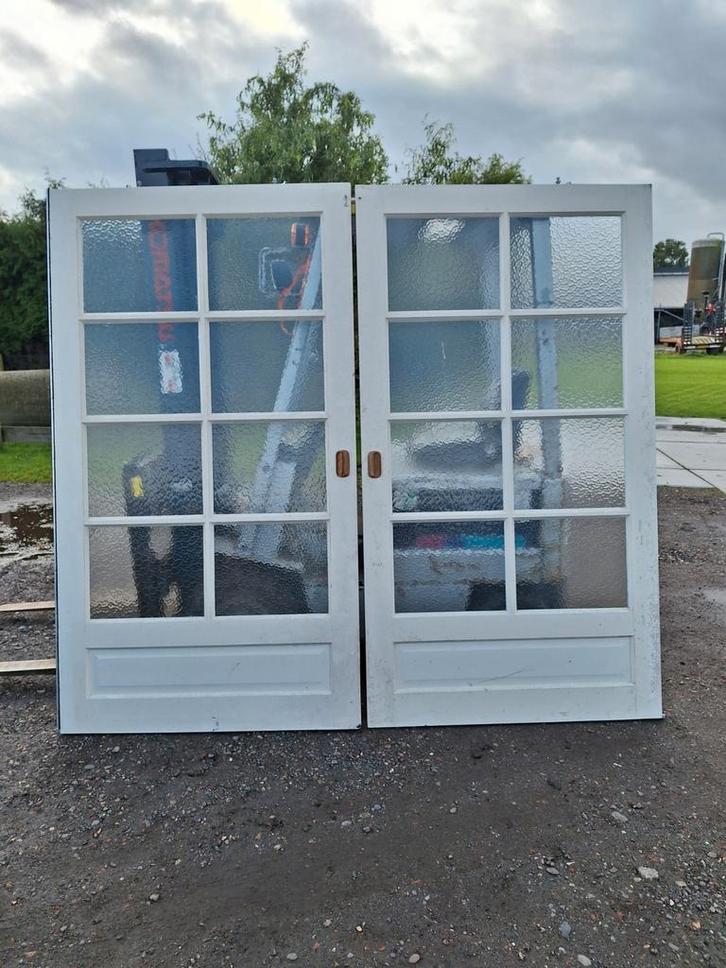 Glazen schuifdeuren - Set van Twee, Doe-het-zelf en Verbouw, Deuren en Horren, Gebruikt, Binnendeur, 215 cm of meer, 100 tot 120 cm