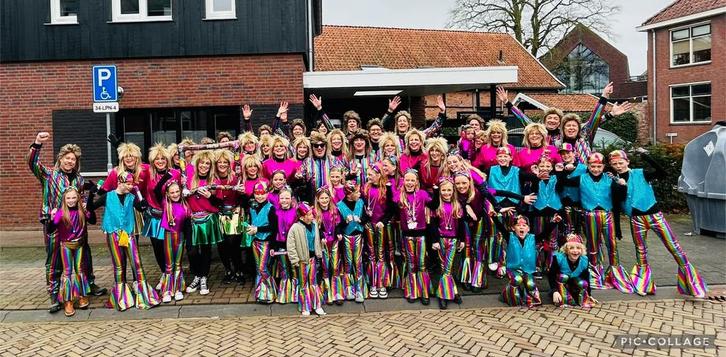 Loopgroep carnaval thema disco, Kleding | Dames, Carnavalskleding en Feestkleding, Zo goed als nieuw, Kleding, Carnaval, Maat 38/40 (M)
