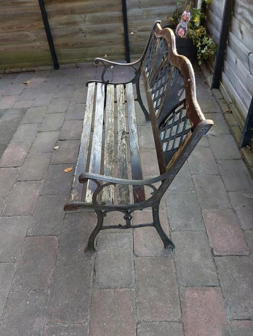 Gietijzeren tuinbank, Tuin en Terras, Tuinbanken, Gebruikt, Metaal, Ophalen