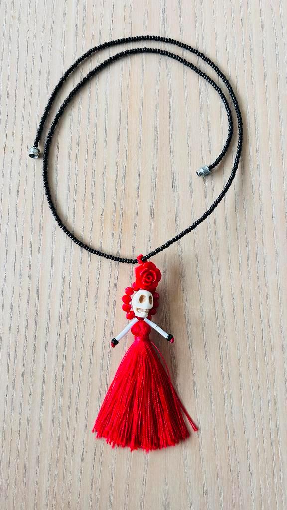 Catrina Ketting - Dia de los Muertos, Sieraden, Tassen en Uiterlijk, Kettingen, Nieuw, Overige materialen, Zwart, Met hanger, Ophalen of Verzenden