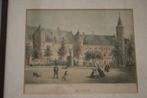 Antieke gekleurde steendruk Abdij Middelburg 1861, Antiek en Kunst, Kunst | Etsen en Gravures, Ophalen of Verzenden