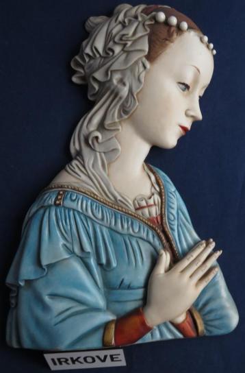 WAND PLAQUETTE DEVOTE DAME * Italiaans Porselein N * beschikbaar voor biedingen
