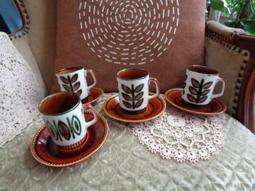 4 Brocante Kop & Schotels van Boch Rambouillet ** Mimosa ** beschikbaar voor biedingen