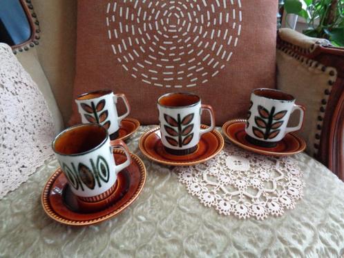 4 Brocante Kop & Schotels van Boch Rambouillet ** Mimosa **, Antiek en Kunst, Antiek | Servies los, Ophalen of Verzenden
