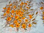 Fleurig tafelkleed Cindy - Ticosa korenaren oranje bloemen, Ophalen of Verzenden, Rechthoek