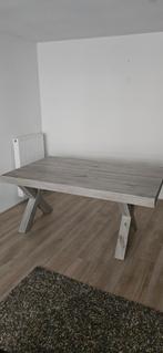 Grijze Melamine Eettafel - 161l x 91w x 79h cm, Huis en Inrichting, Tafels | Eettafels, Ophalen, Kunststof, 50 tot 100 cm, Zo goed als nieuw